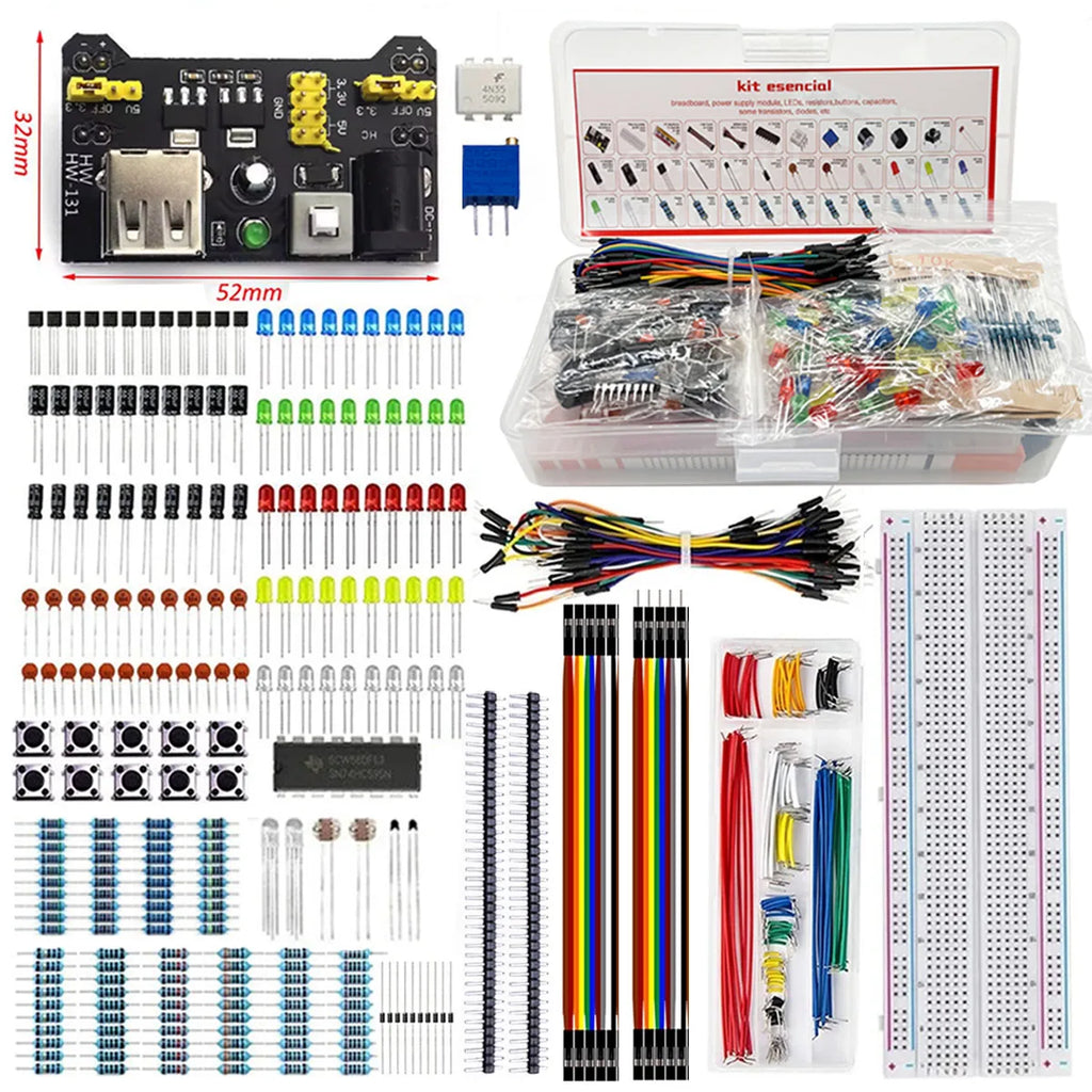 Electronic Components 830 Hole-Breadboard Kit Electrolytic Capacitor Resistor LED MB-102 for UNO R3 Component Pack Beginner Kit