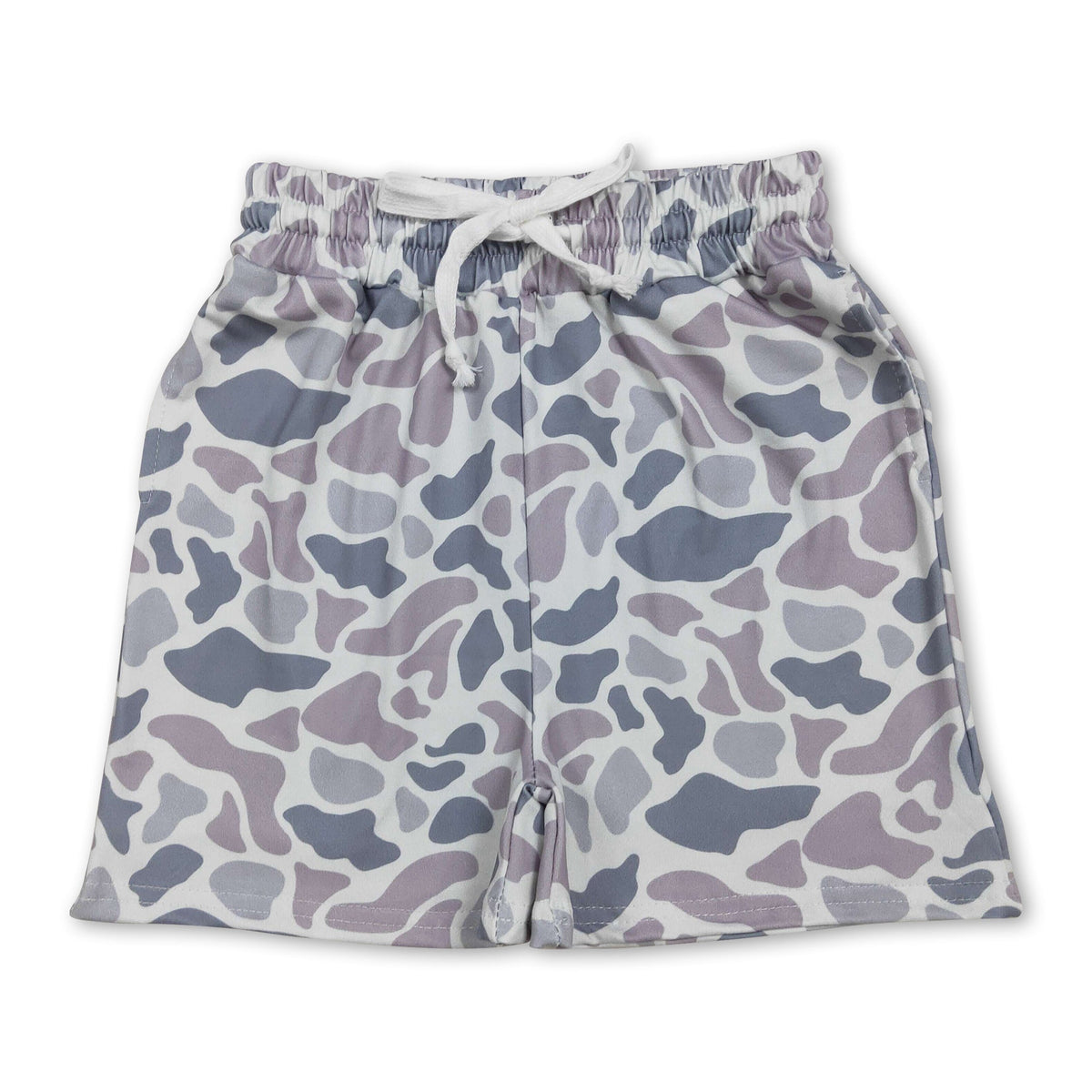 Grey camo drawstring kids boys summer shorts